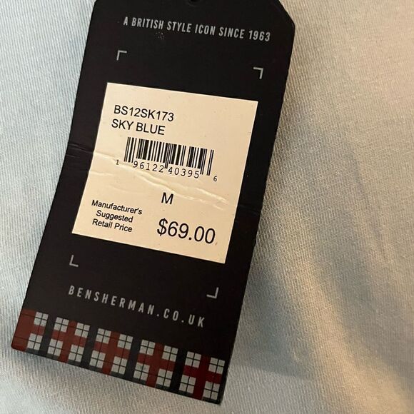 NWT Ben Sherman Light Blue S/S Crewneck T-Shirt w/Stripe Shoulder Detail Size M - Picture 13 of 13